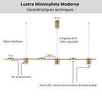 Lustre Minimaliste Moderne | Noir ou Doré en plusieurs tailles - LUSTRINA