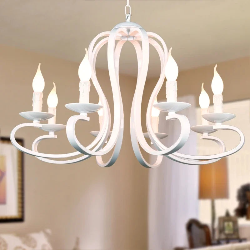 Lustre Intemporel | Lustre Vintage en Fer Forgé blanc ou noir, Éclairage Moderne pour Salon et Chambre - LUSTRINA