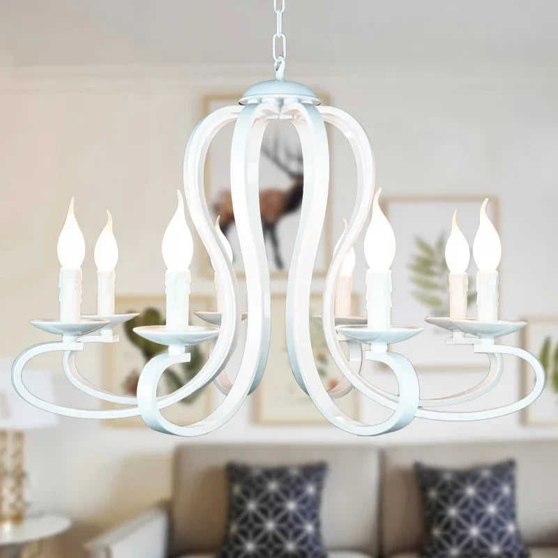 Lustre Intemporel | Lustre Vintage en Fer Forgé blanc ou noir, Éclairage Moderne pour Salon et Chambre - LUSTRINA