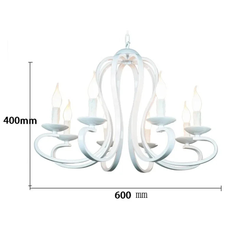 Lustre Intemporel | Lustre Vintage en Fer Forgé blanc ou noir, Éclairage Moderne pour Salon et Chambre - LUSTRINA