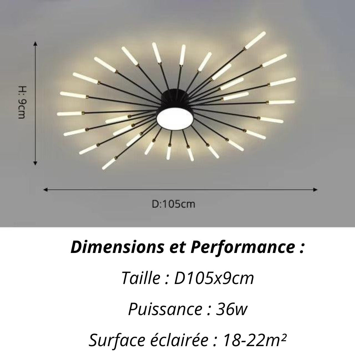 Plafonnier Etoilé | Luminaire LED Noir ou Doré en Aluminium et fer design - LUSTRINA