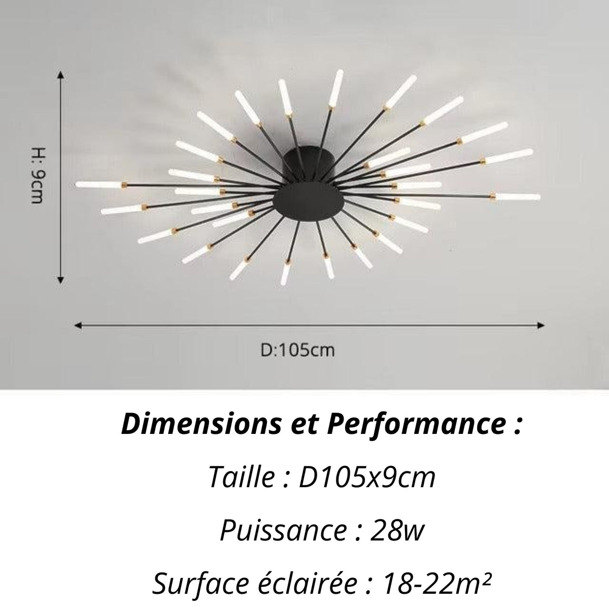 Plafonnier Etoilé | Luminaire LED Noir ou Doré en Aluminium et fer design - LUSTRINA