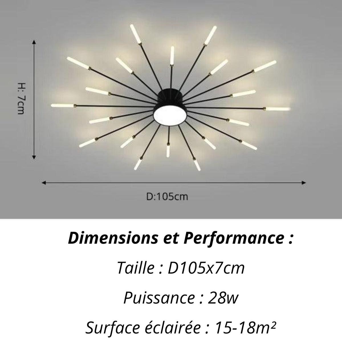 Plafonnier Etoilé | Luminaire LED Noir ou Doré en Aluminium et fer design - LUSTRINA