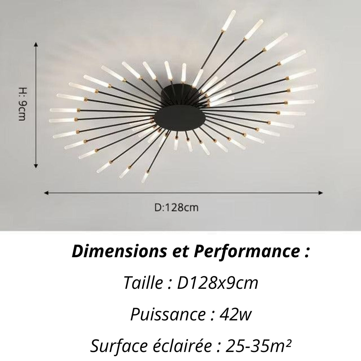 Plafonnier Etoilé | Luminaire LED Noir ou Doré en Aluminium et fer design - LUSTRINA
