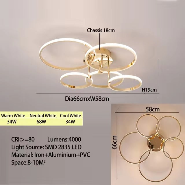 Lumière Élysée | Lustre Doré et Argenté pour un salon élégant - LUSTRINA