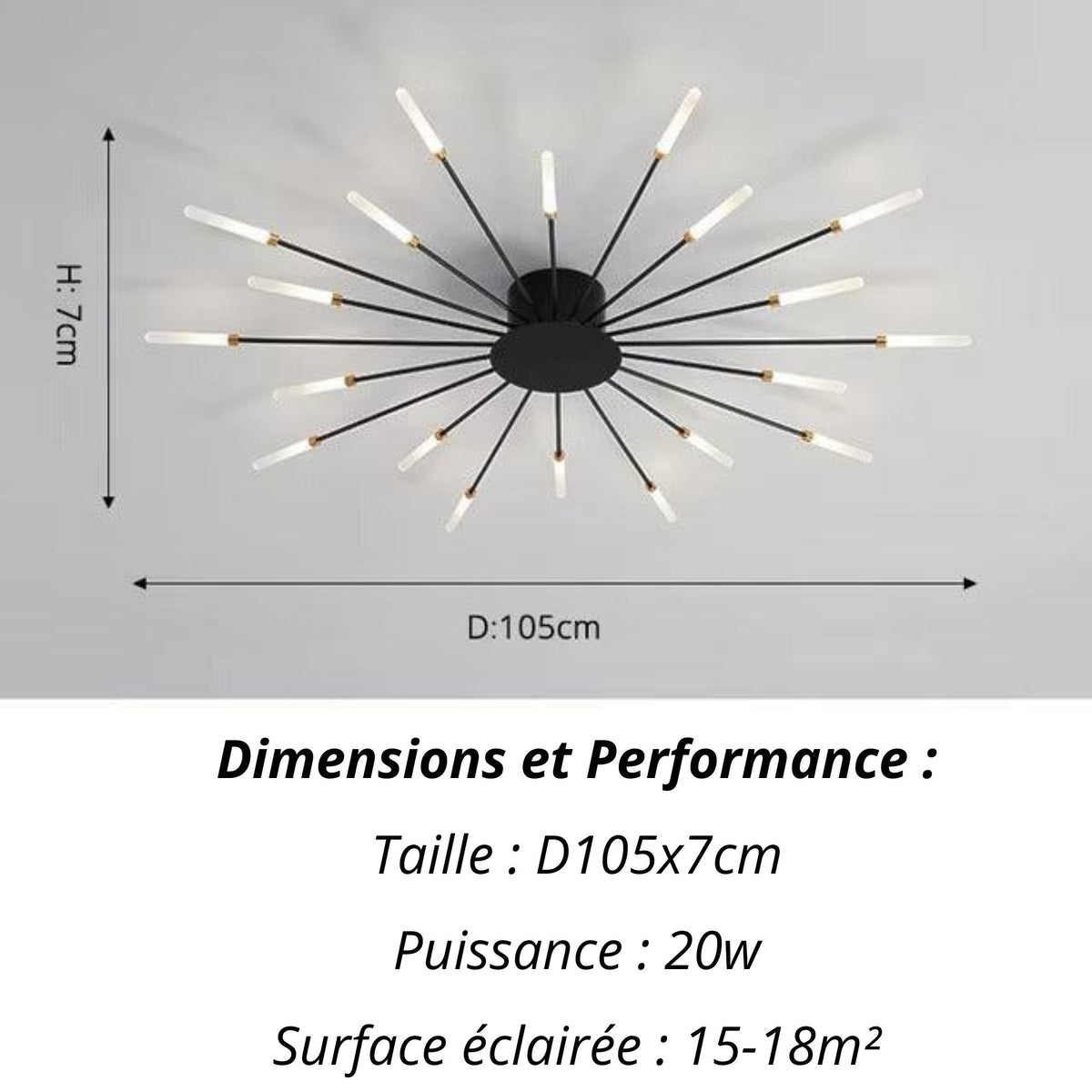 Plafonnier Etoilé | Luminaire LED Noir ou Doré en Aluminium et fer design - LUSTRINA