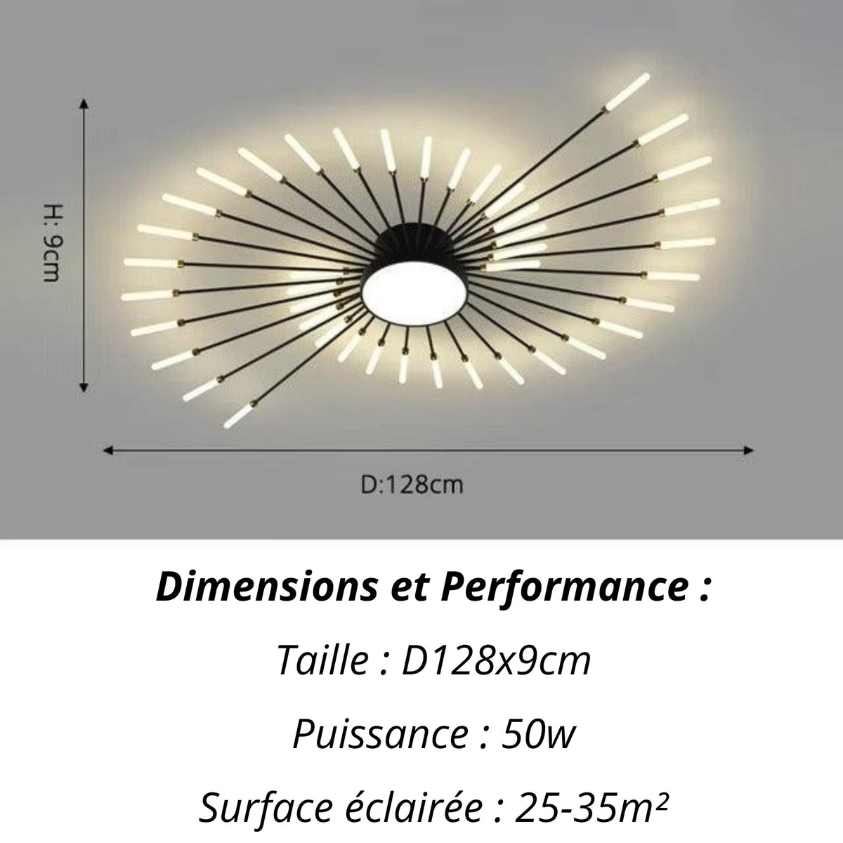 Plafonnier Etoilé | Luminaire LED Noir ou Doré en Aluminium et fer design - LUSTRINA