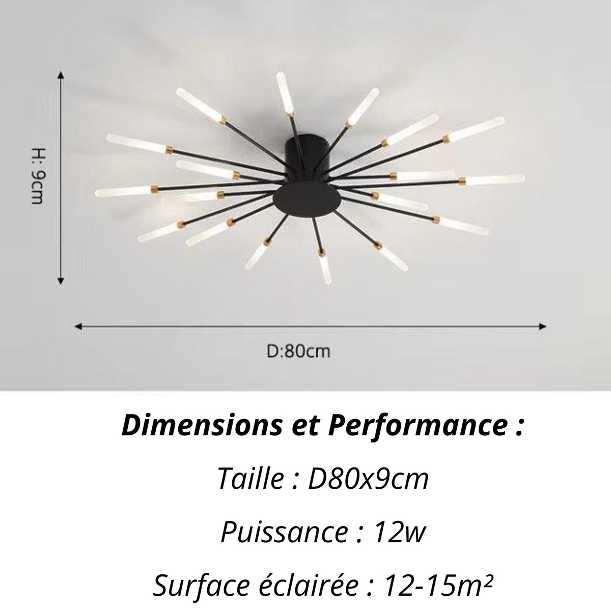 Plafonnier Etoilé | Luminaire LED Noir ou Doré en Aluminium et fer design - LUSTRINA