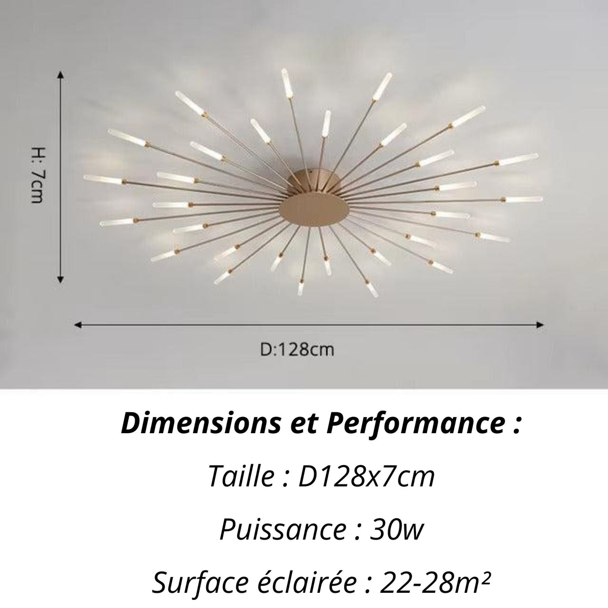 Plafonnier Etoilé | Luminaire LED Noir ou Doré en Aluminium et fer design - LUSTRINA