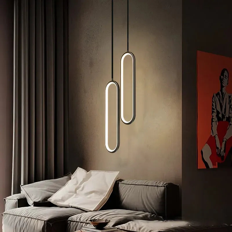 Harmonie Lumineuse | Suspension LED Moderne en Or ou Noir - LUSTRINA