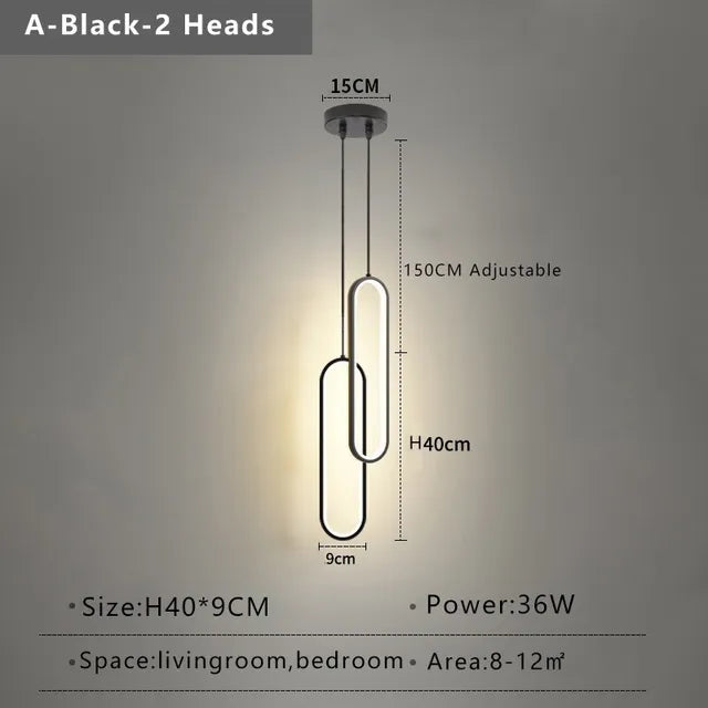 Harmonie Lumineuse | Suspension LED Moderne en Or ou Noir - LUSTRINA