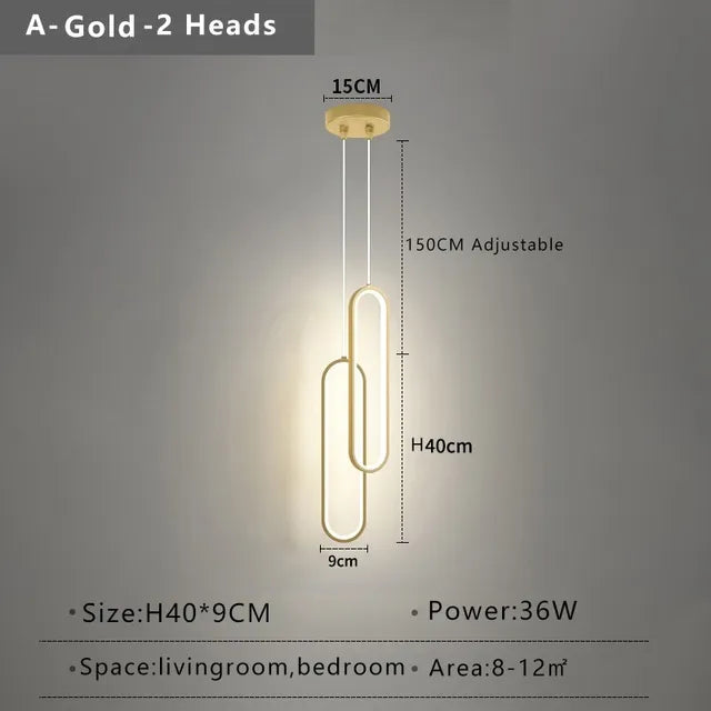 Harmonie Lumineuse | Suspension LED Moderne en Or ou Noir - LUSTRINA