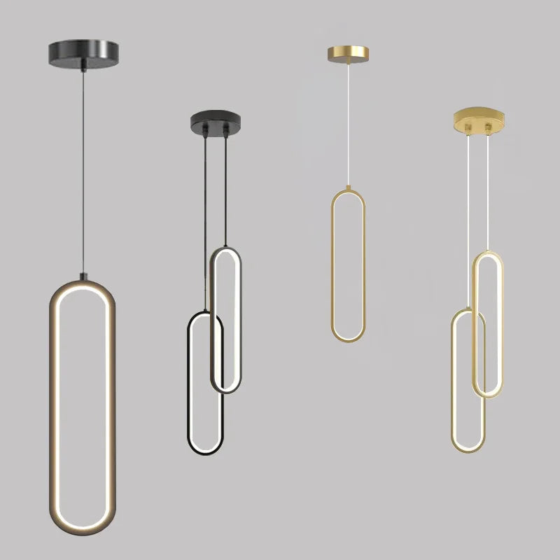 Harmonie Lumineuse | Suspension LED Moderne en Or ou Noir - LUSTRINA