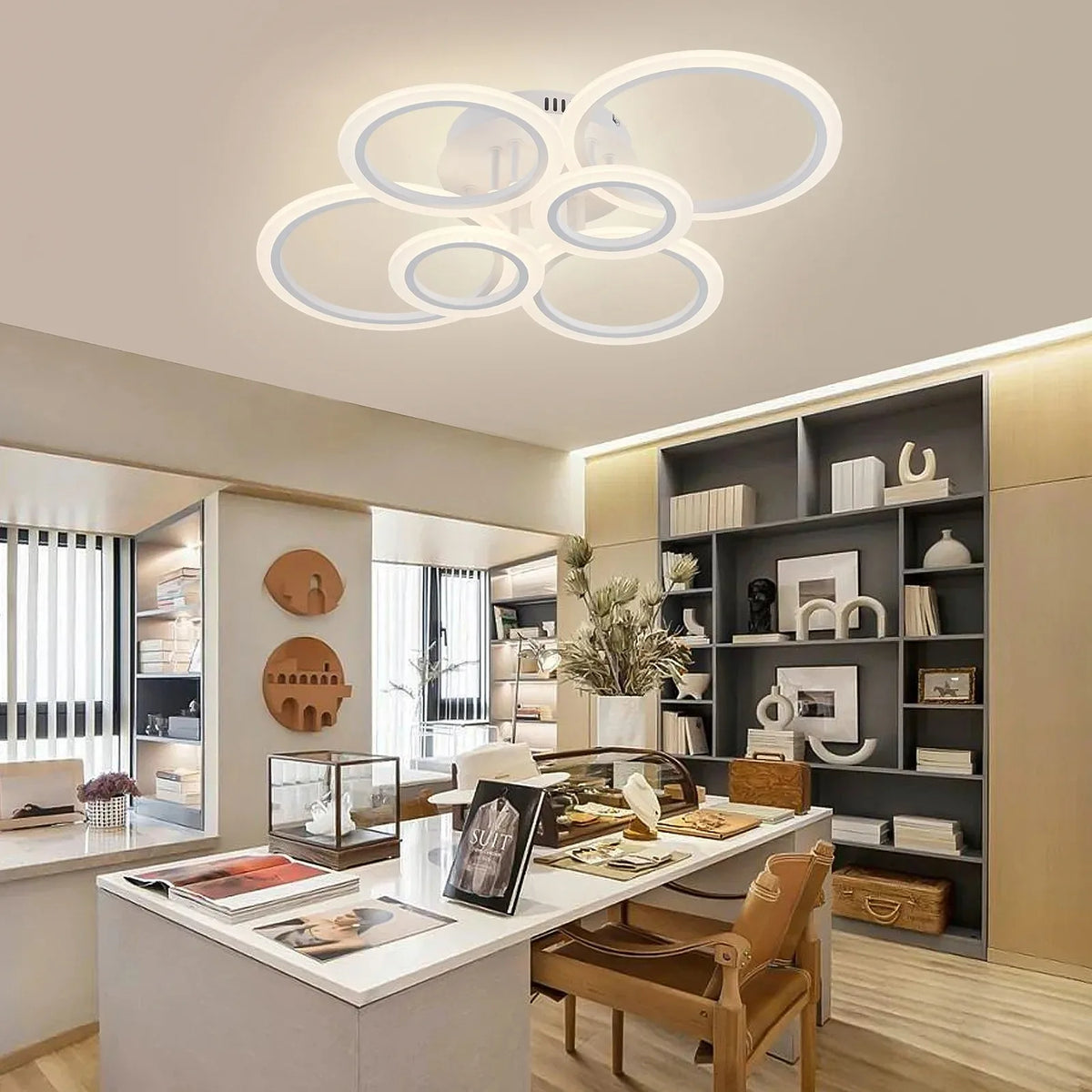 Prisma | Lustre LED avec 4 ou 6 Anneaux, Idéal pour Salon et Chambre - LUSTRINA