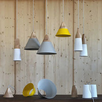 Luminaire Soleil de Bois Arc-en-Ciel | Abat-jours en aluminium et corps en bois naturel - LUSTRINA
