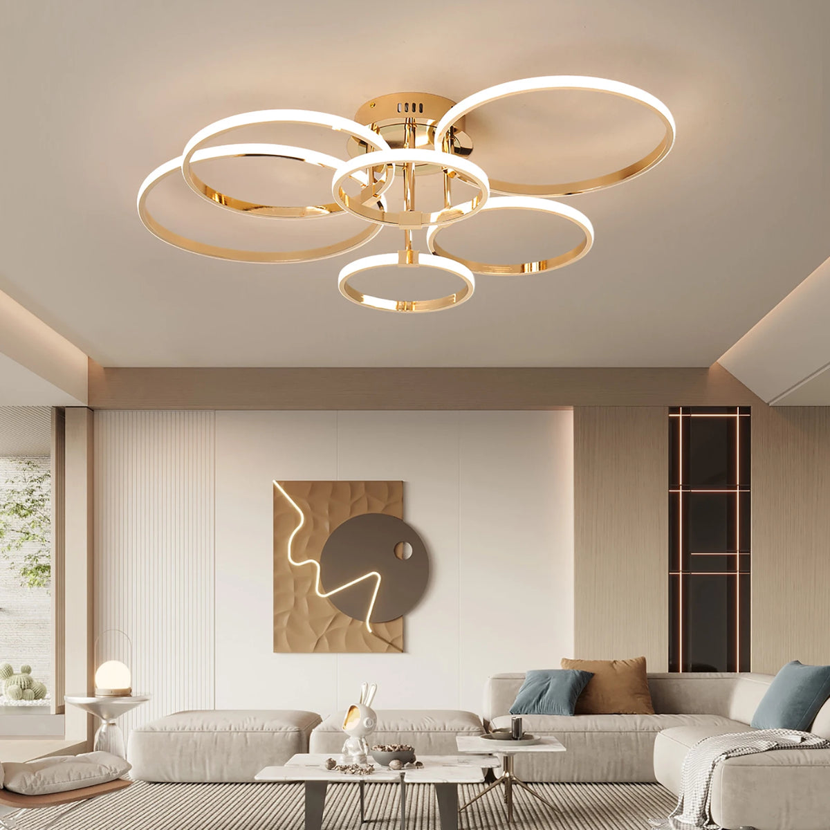 Lumière Élysée | Lustre Doré et Argenté pour un salon élégant - LUSTRINA