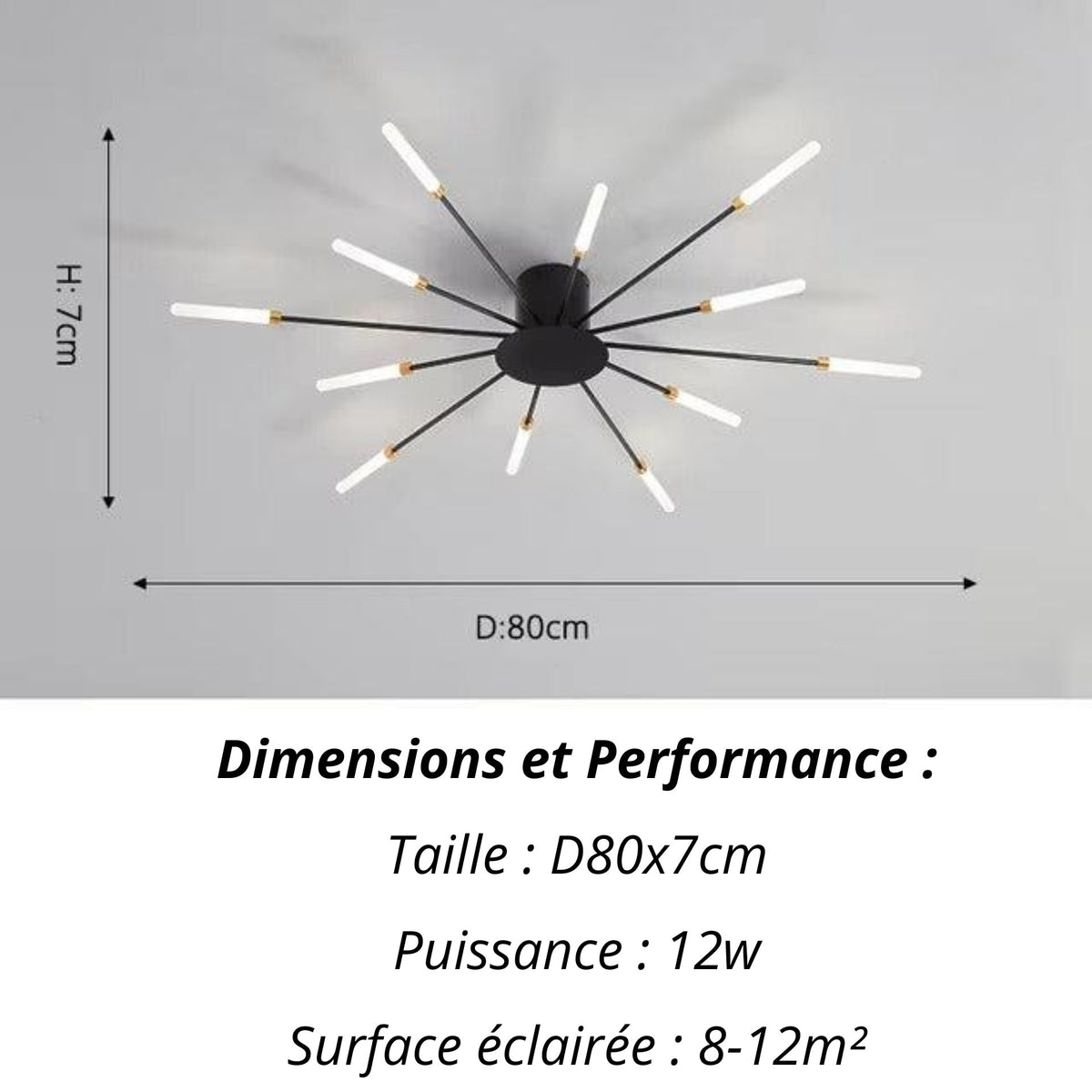 Plafonnier Etoilé | Luminaire LED Noir ou Doré en Aluminium et fer design - LUSTRINA