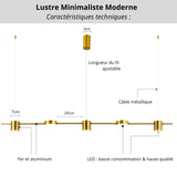 Lustre Minimaliste Moderne | Noir ou Doré en plusieurs tailles - LUSTRINA