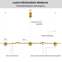 Lustre Minimaliste Moderne | Noir ou Doré en plusieurs tailles - LUSTRINA