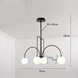 Lustre Orbolla | Lustre en Verre Opale Givré avec Globes, Métal Noir ou Doré - LUSTRINA