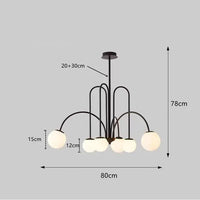 Lustre Orbolla | Lustre en Verre Opale Givré avec Globes, Métal Noir ou Doré - LUSTRINA