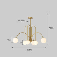 Lustre Orbolla | Lustre en Verre Opale Givré avec Globes, Métal Noir ou Doré - LUSTRINA